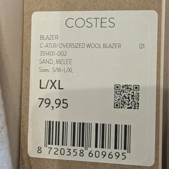 Wool Blend Oversized Blazer Jacket Coat Oversized L/XL Color cream- Sand - Picture 11 of 11